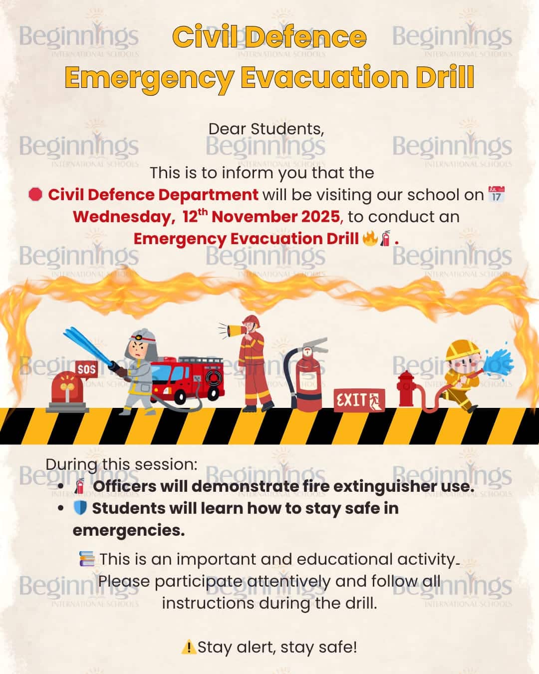 Emergency Evacuation Fire Drill at Beginnings International Schools MZD | Fire Safety Awareness